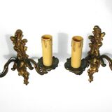 Pair of gold brass sconces