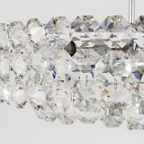 Grand lustre en laiton nickelé Bakalowits avec cristaux en diamant, Autriche, 1950