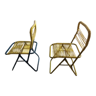 Set of two folding children's chairs scoubidou