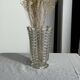 Vintage geometric moulded glass flared vase H21