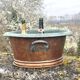 Antique Copper Jardinier, French Vasque, Art Nouveau Mask Handles
