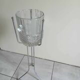 Large Champagne bucket in pressed molded glass and its support.