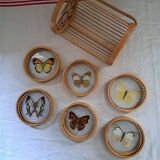 6 70's Butterflies under glass and their support