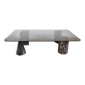 Vintage design marble and glass coffee table from the 1970s