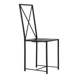 Italian Postmodern Black Leather Dining Chair with "X" Shape, 1980s