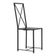 Chaise de salle à manger italienne postmoderne en cuir noir en forme de « X », années 1980