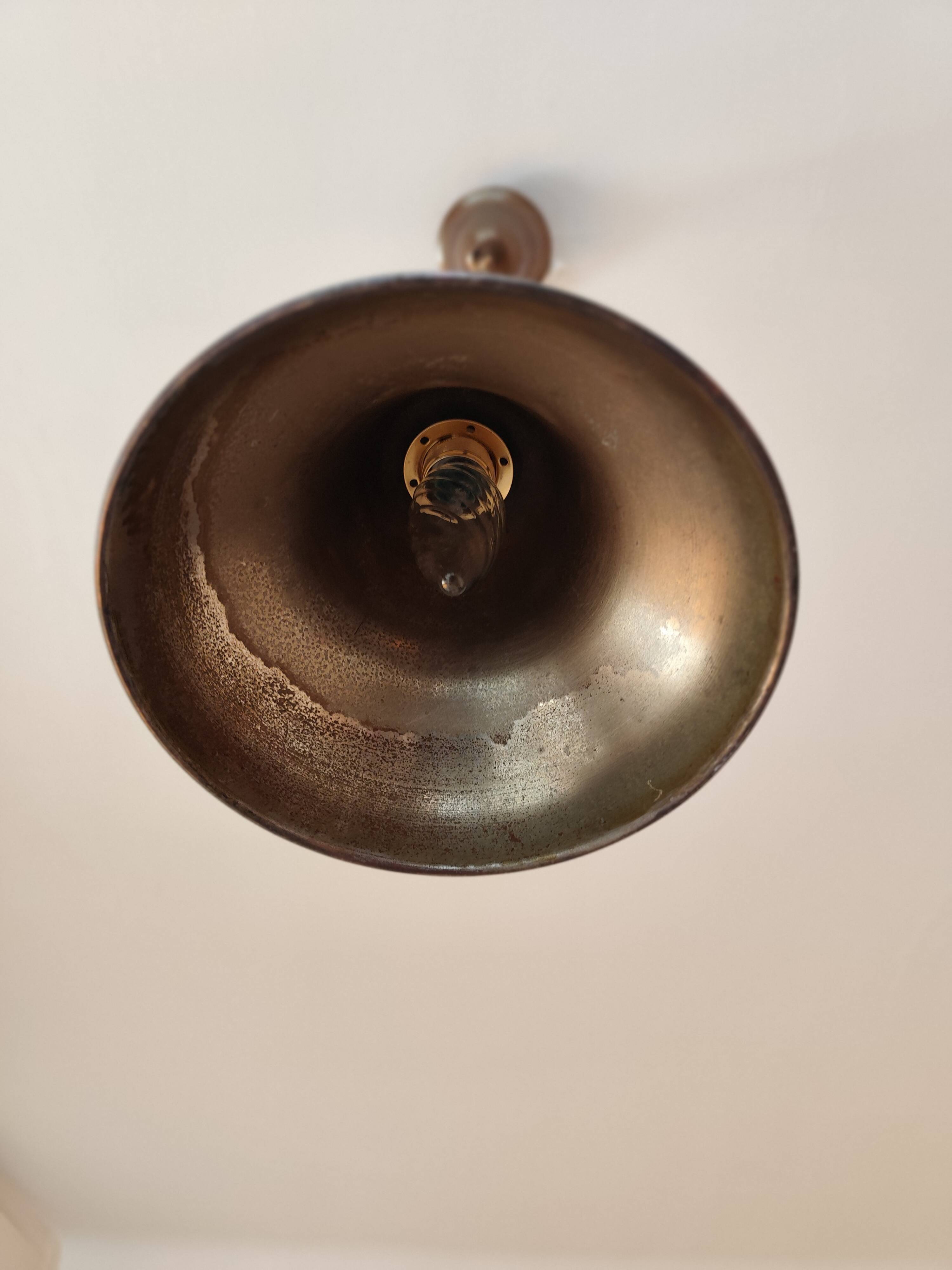 Suspension  abat-jour en laiton - lustre cloche métal bronzé
