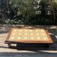 Large vintage 1960s oak and ceramic coffee table.