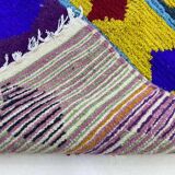 Off-white Moroccan rug with colorful patterns, 250cm x 150cm