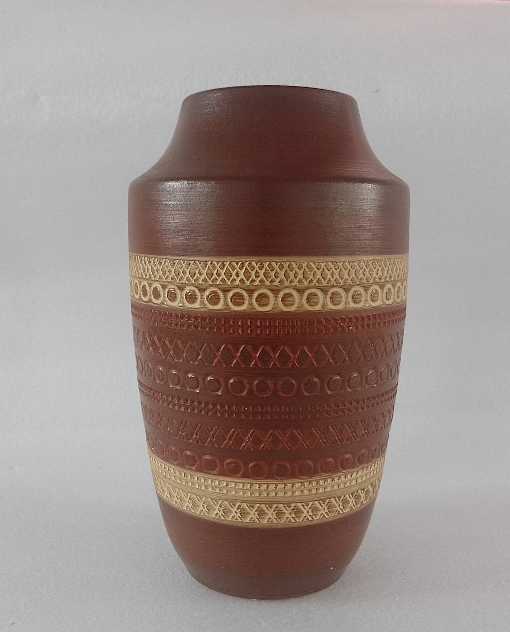 West Germany Pottery Vase Model No. 114 -25 Sgraffito Mid Century Modern