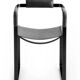 Armchair, smoked black steel and black leather, contemporary style.