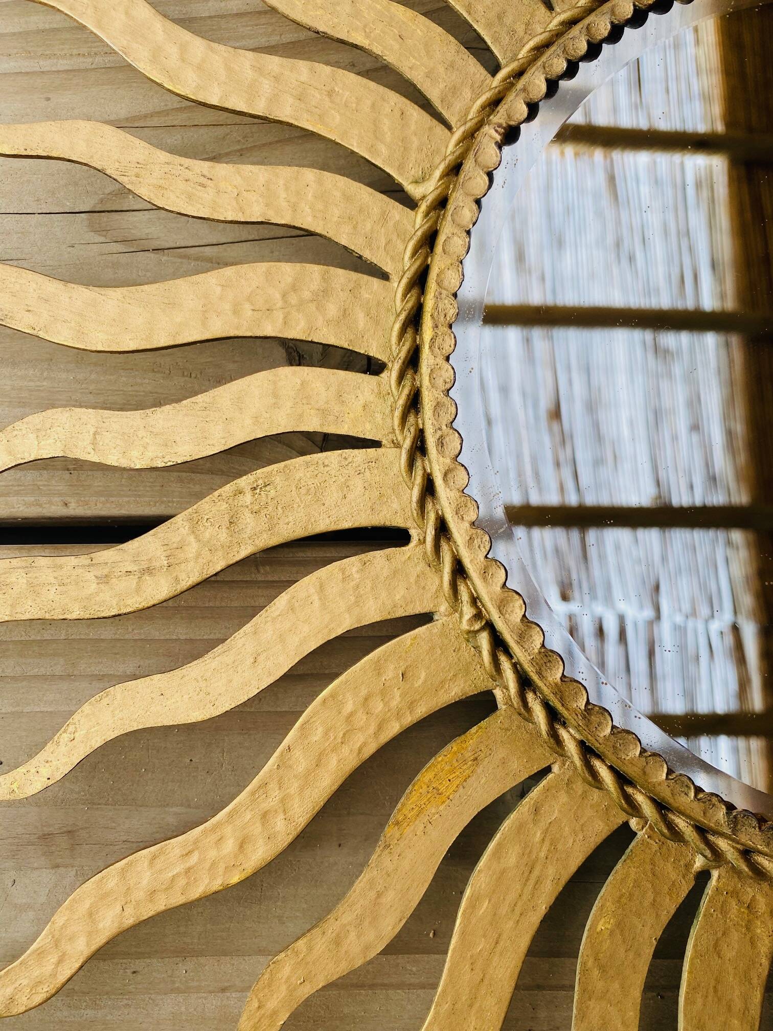 Golden sun mirror 50cm from the 70s.