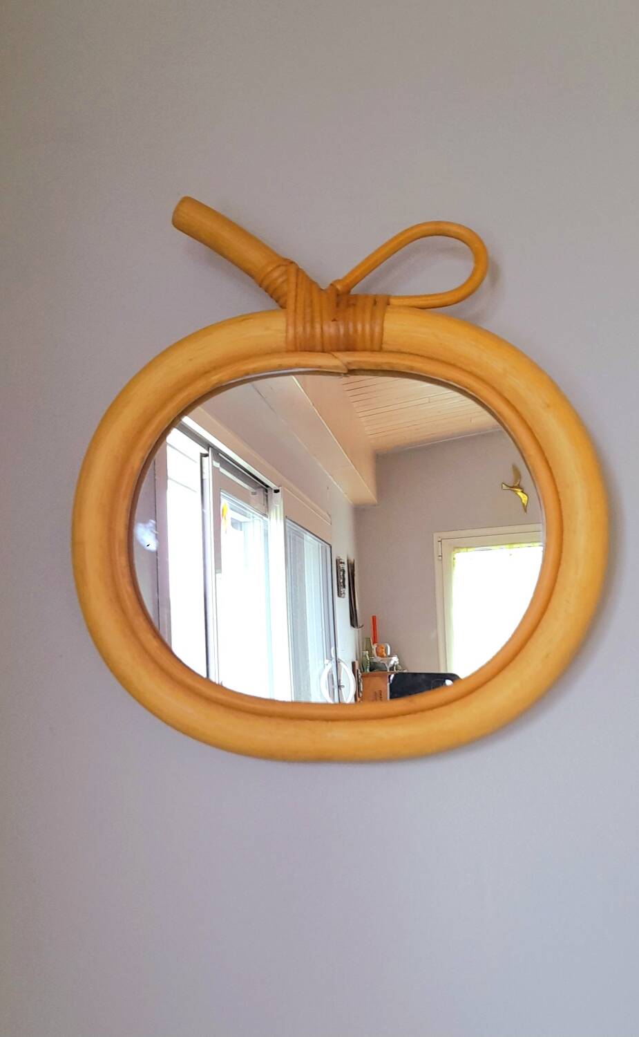 Rattan Apple Mirror