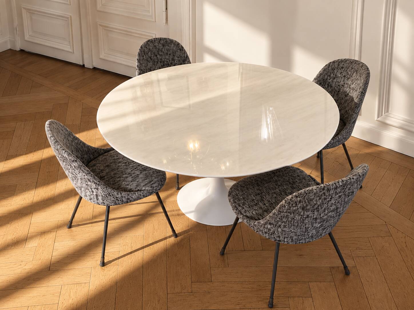 Table Tulip en marbre de Carrare vintage - Knoll