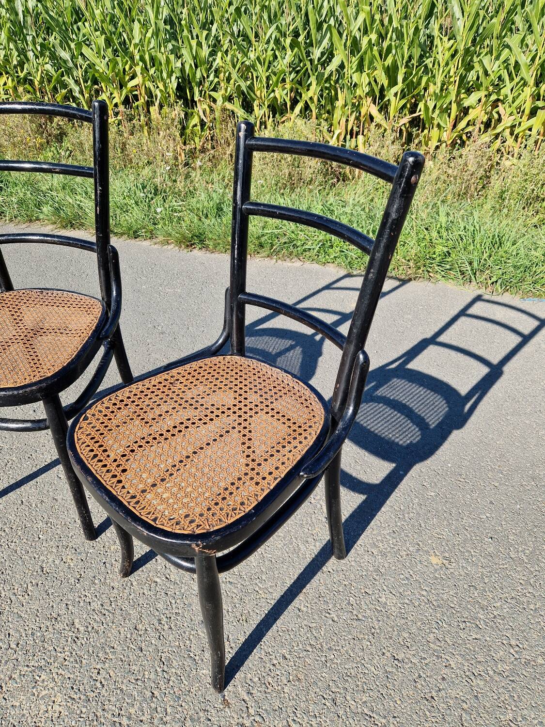 Set of 2 cane bistro chairs