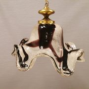 Huge Swedish glass hanging lamp, from Örrefors glassworks with brass top.
