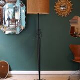 Very large brutalist wrought iron floor lamp, circa 1950
