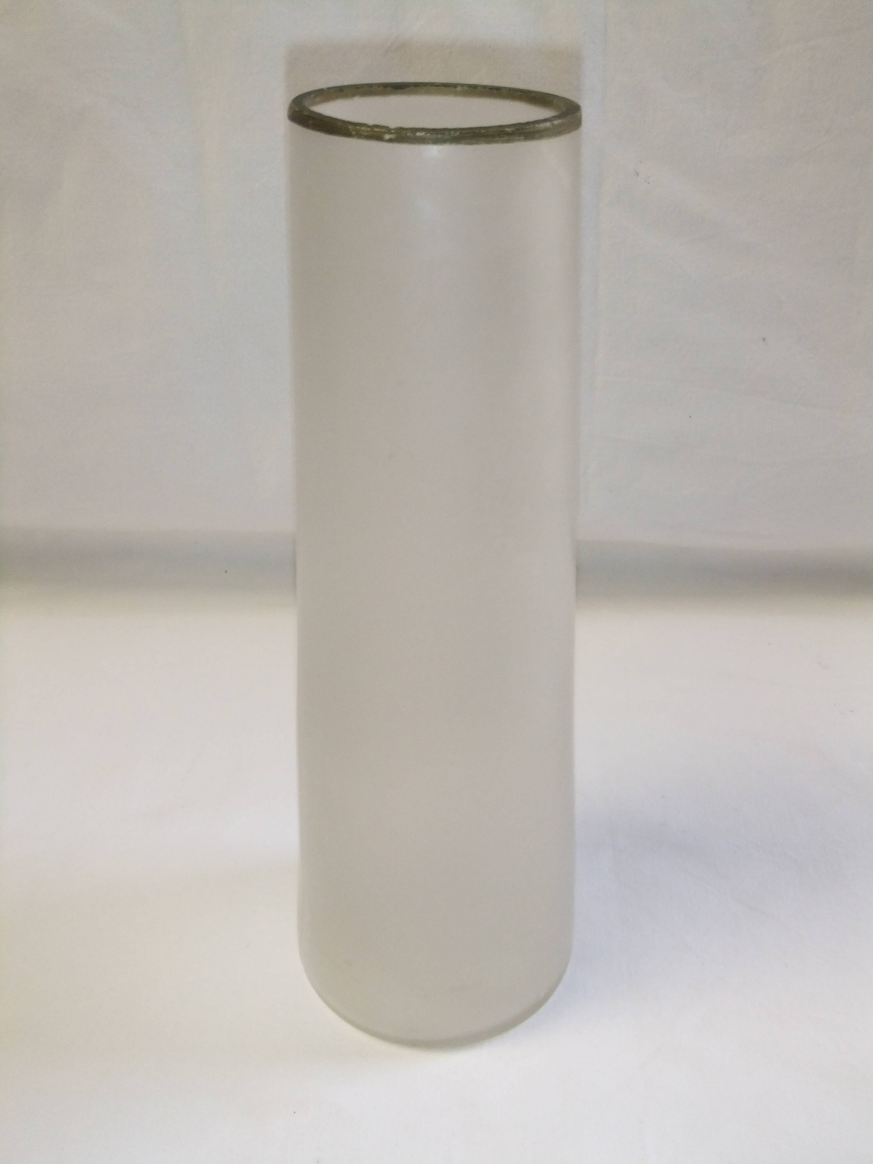 Old art nouveau vase frosted glass cylinder leaf decoration
