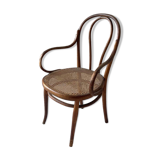 Thonet armchair with bent wood and caning