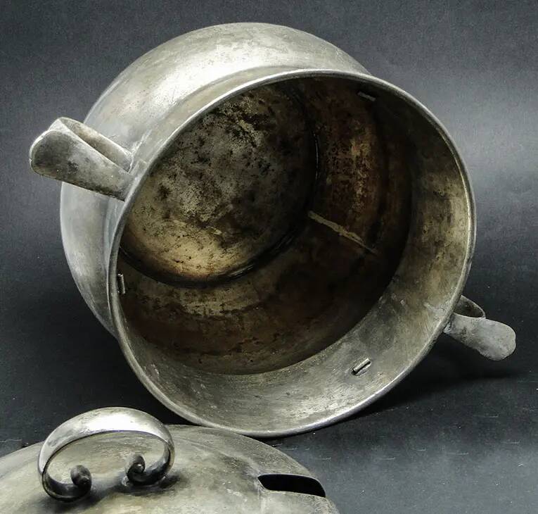 Punch bowl, Art Deco, silver-plated brass, Germany, 1930s