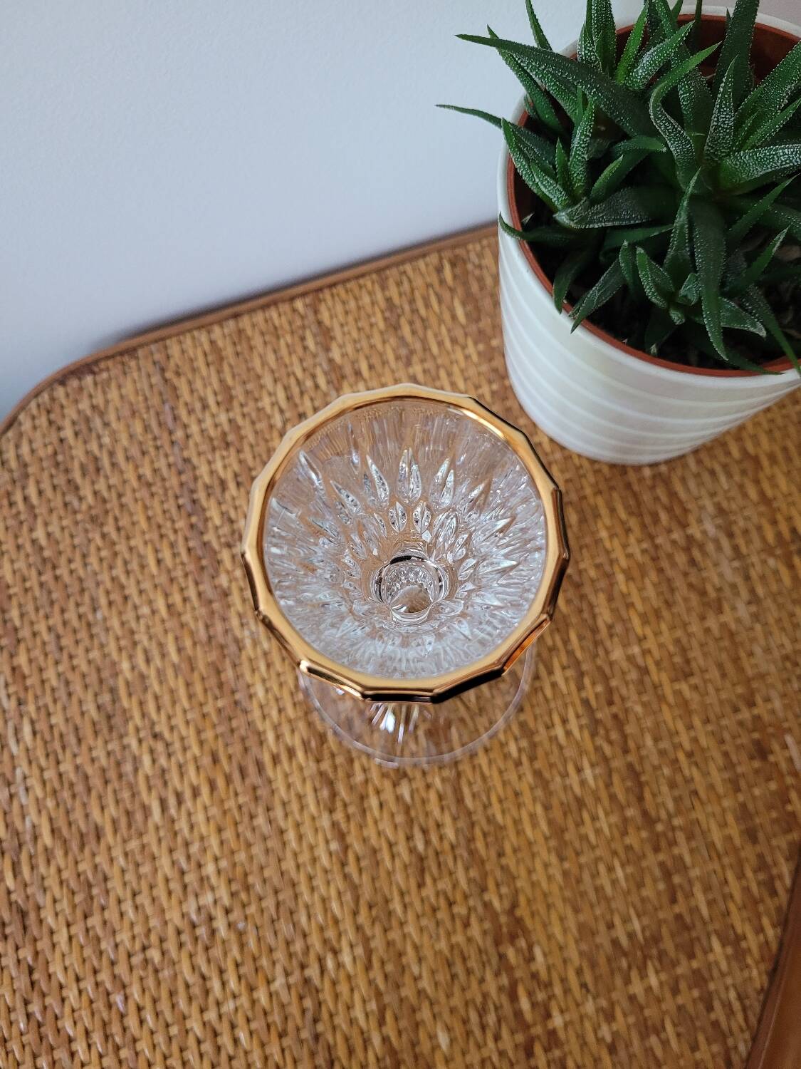 Crystal candlestick with golden rim