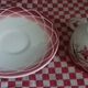 Duo cups and saucers Digoin Sarreguemines, Cannes and Aude model