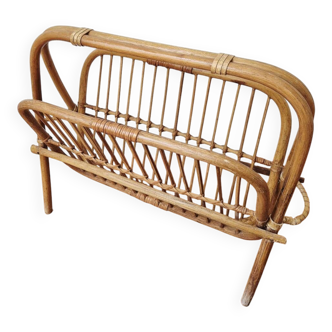 Foldable rattan magazine rack - Vintage