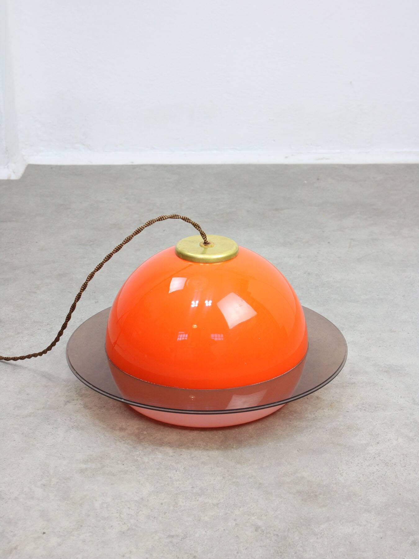 Italian Orange Space Age Saturn Lamp, 70s