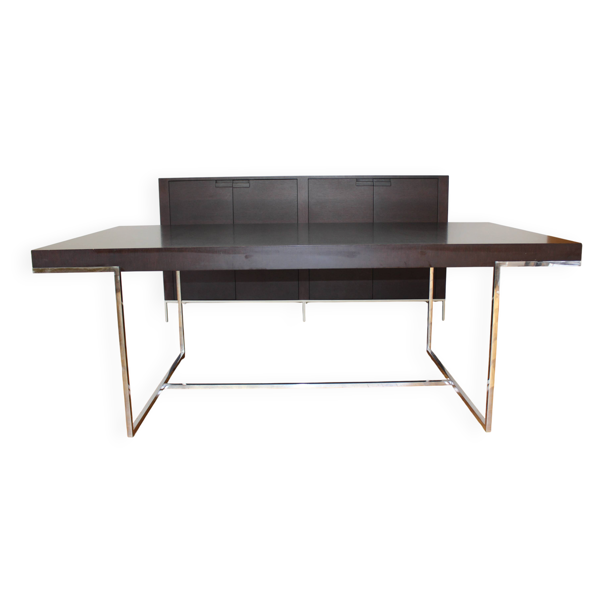 B&B Italia Maxalto - Athos table in wenge, chrome legs - design by Paola Piva.