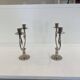 Silver Plated Pair Double Swan Candelabra Candleholders Sculptural 1970s
