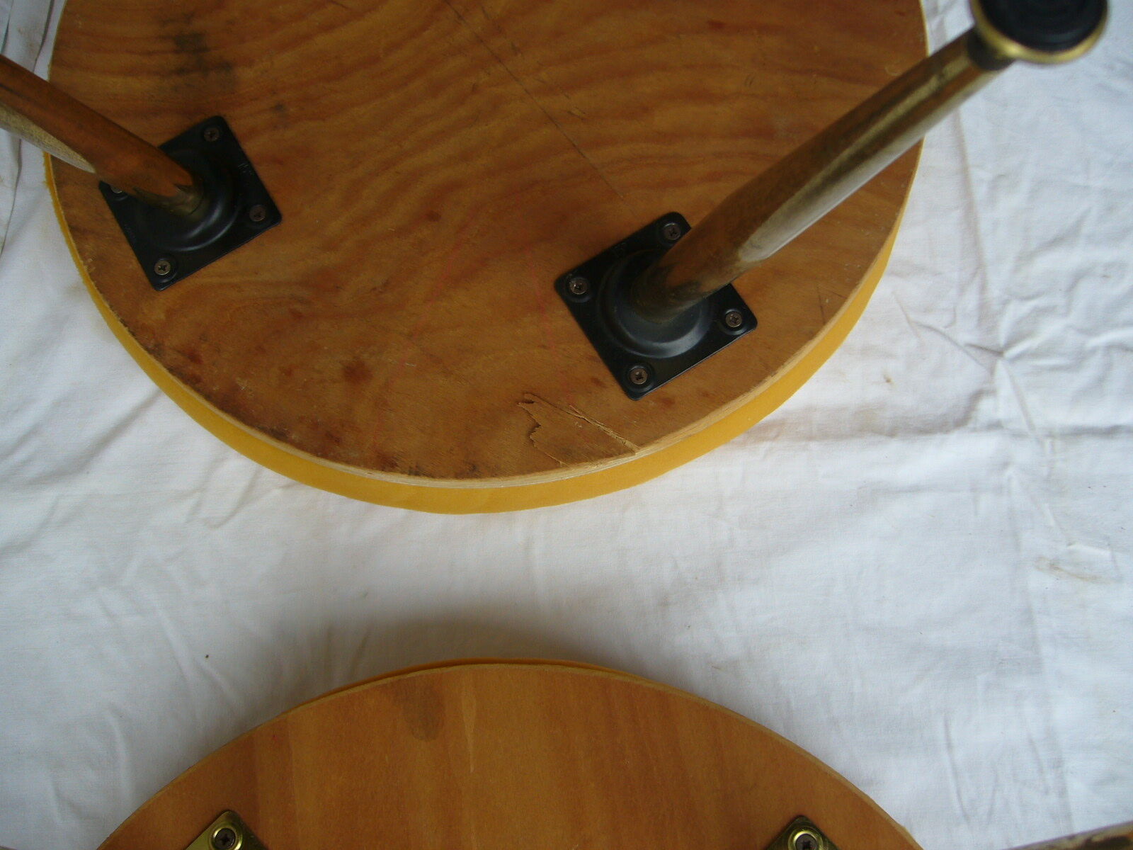 Pair of four-foot stools in vintage red moumoute