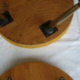 Pair of four-foot stools in vintage red moumoute