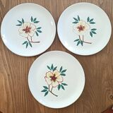 3 plates with flower decoration