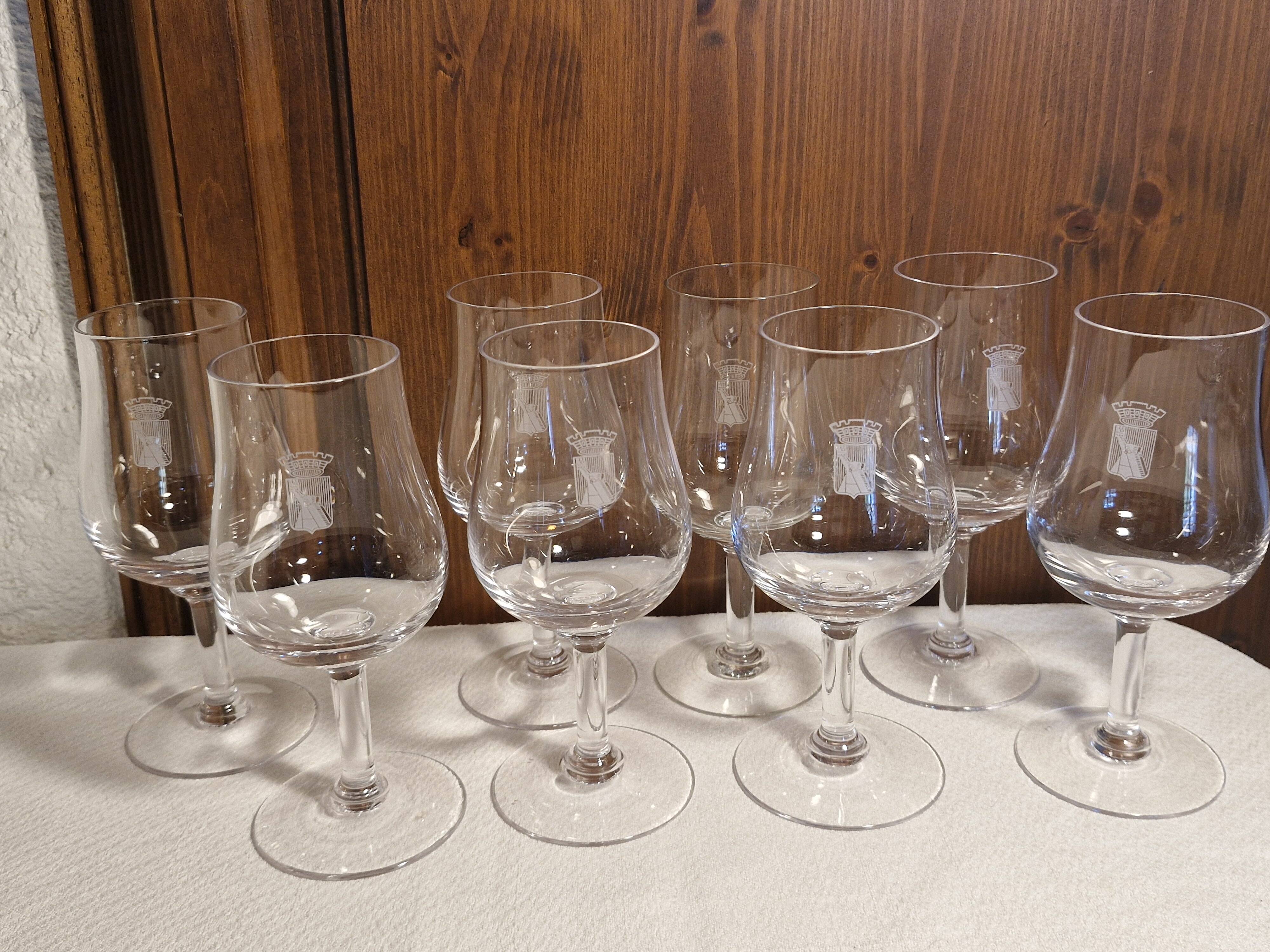 8 Rare Crystal Wine Glasses from the 2020s/30s - Vins Camp Romain Logo