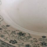 6 anciennes assiettes creuses dépareillées en Terre de Fer vertes et bleues