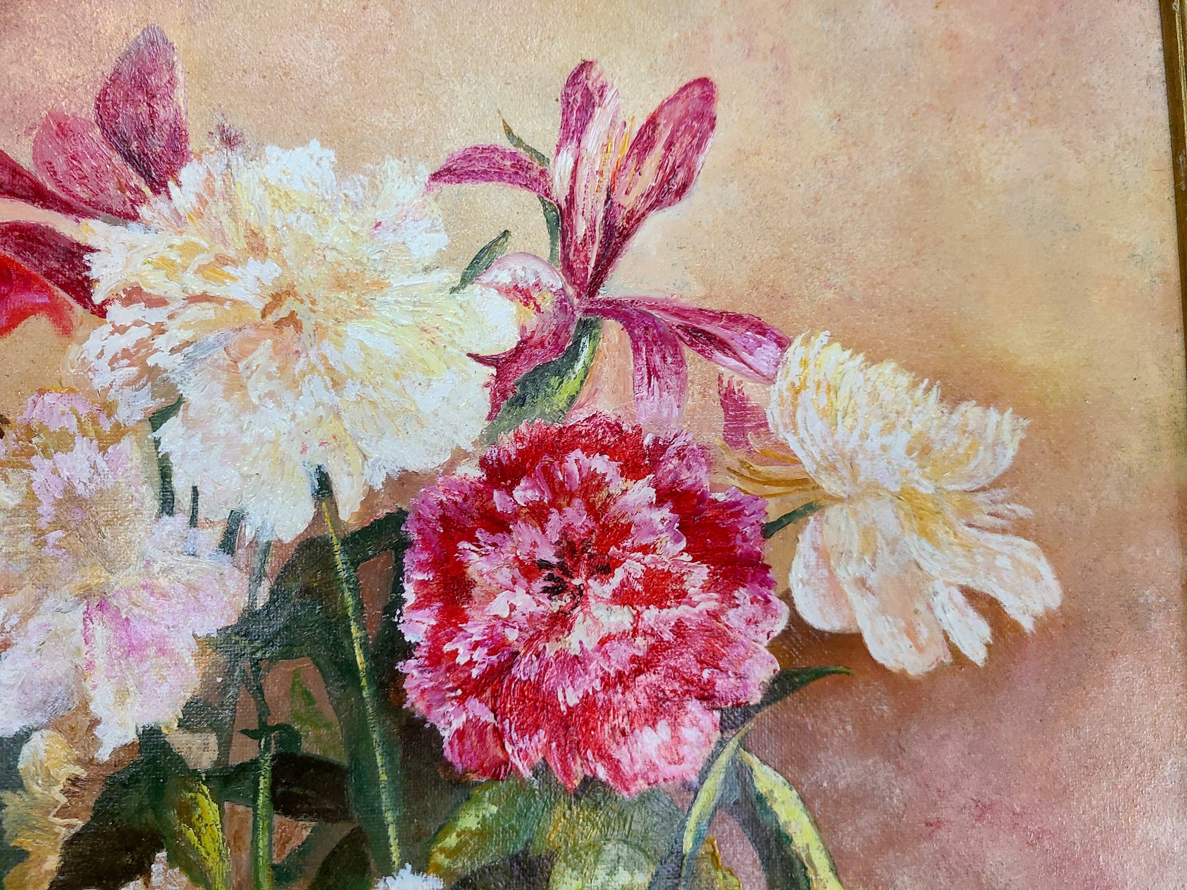 Still life with a bouquet of flowers.