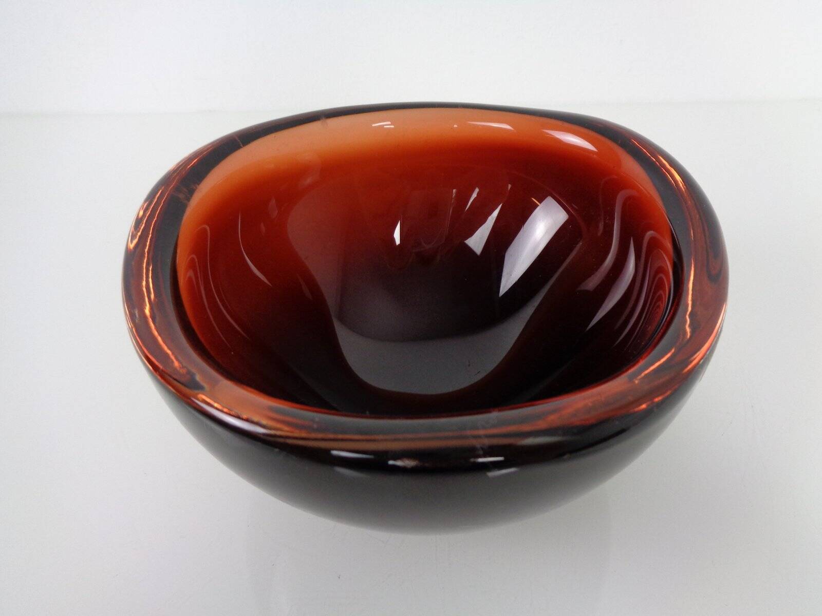 Swedish Burgundy Glass Bowl from Orrefors, 1960s