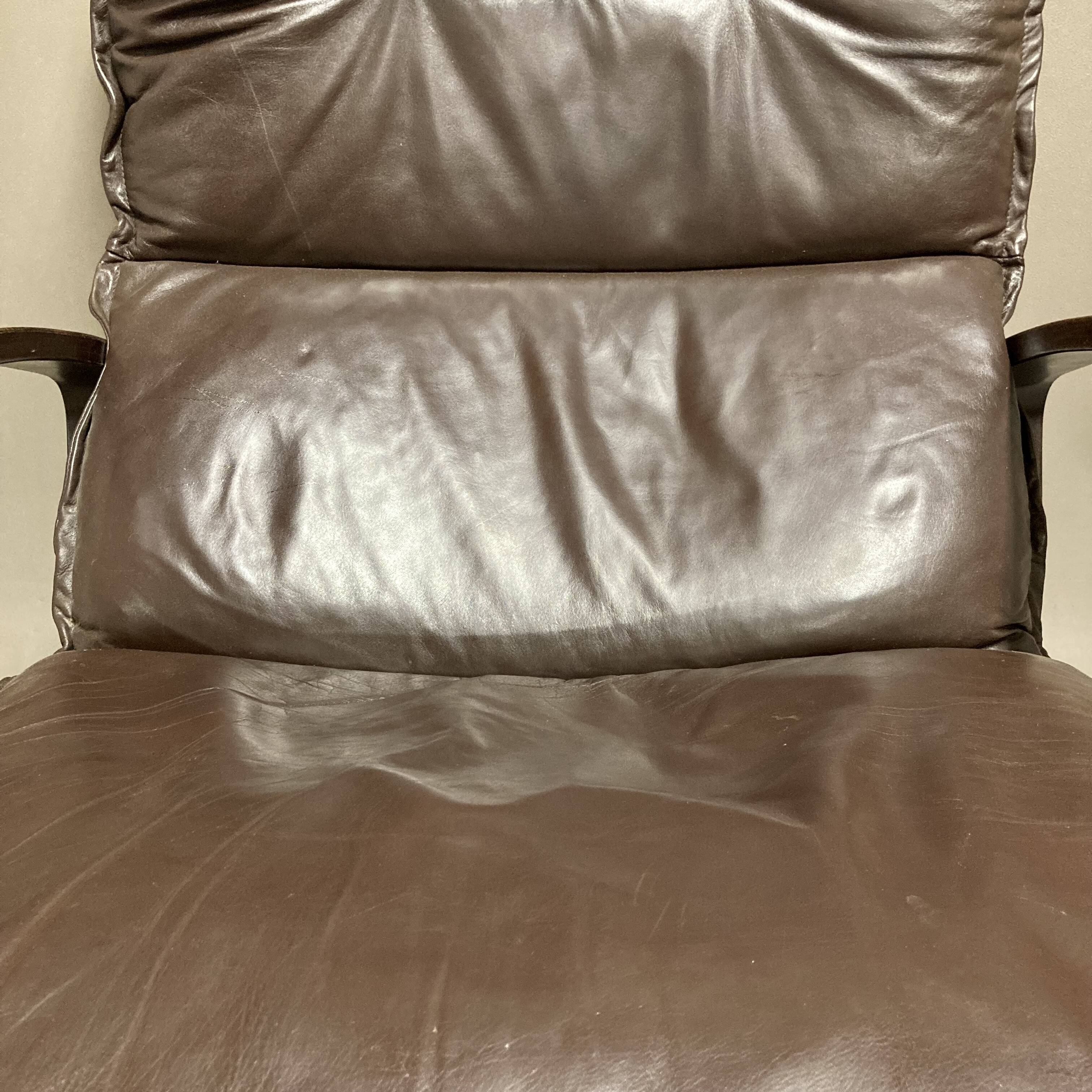 Duo of "Scandinavian design" leather armchairs 1950.