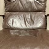 Duo of "Scandinavian design" leather armchairs 1950.