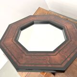 Octagonal wooden mirror by Jean-Claude Mahey