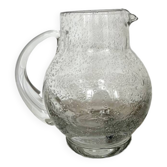 Biot bubbled glass potbelly pitcher