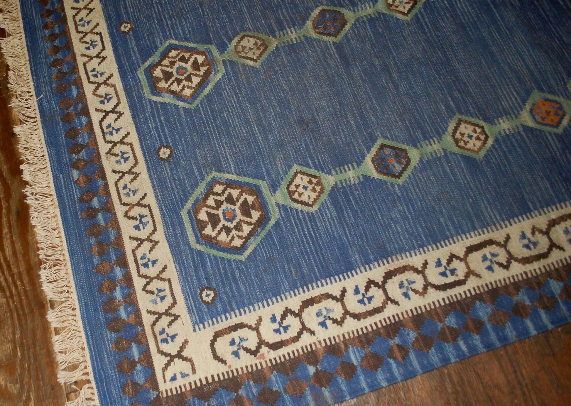 Handmade antique Indian Dhurri kilim 5.7' x 8.8' (174cm x 268cm) 1930s - 1B533