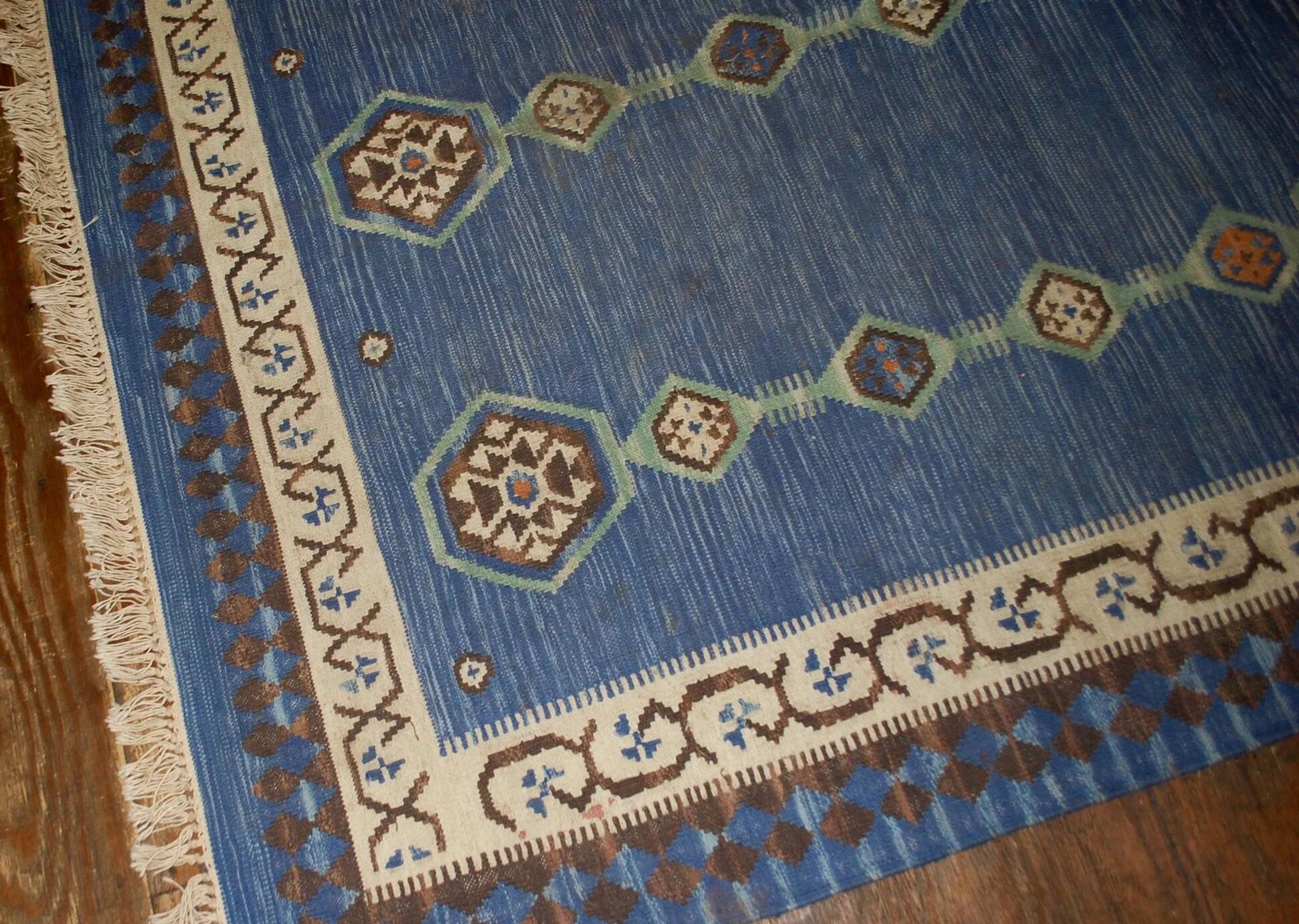 Handmade antique Indian Dhurri kilim 5.7' x 8.8' (174cm x 268cm) 1930s - 1B533