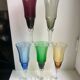 Set of 5 colorful champagne flutes feet worked 60-70s