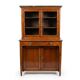 Victorian English two-body buffet with cherry wood on marble display case from the 19th century.