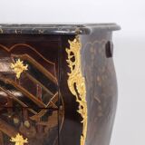 Lacquered chest of drawers with marble top. 1950s.