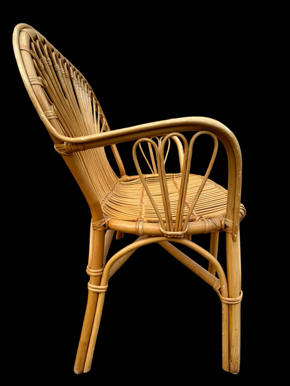 Canapé 2 places en Rotin année 70