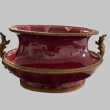 Grande jardinière ovale en céramique rouge “sang-de-bœuf”