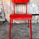 Set of 4 red metal chairs