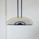 Vintage Murano Glass Ceiling Light in White & Yellow Glass with Black Metal Frame - 1980s Italian Memphis-Style Pendant